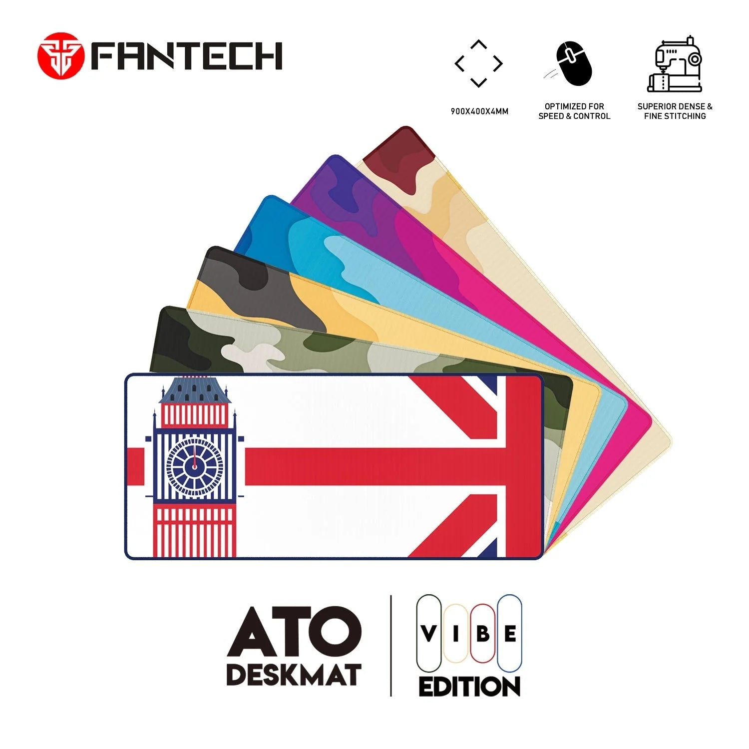 Fantech ATO Vibe Deskmat Edition, multiple color variations, optimized for speed and control. Fantech ATO Vibe Deskmat Edition, multiple color variations, optimized for speed and control.